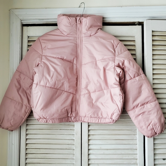 Blush Pink Cropped Puffer Jacket Coat XS NWT - Picture 2 of 7